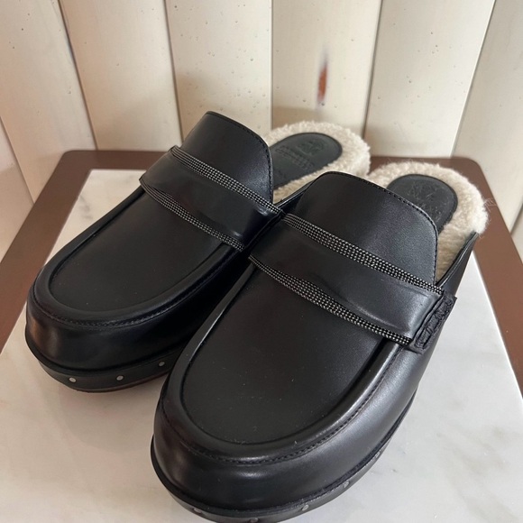 Brunello Cucinelli Embellished Leather Shearling Clogs  37 - Picture 11 of 16